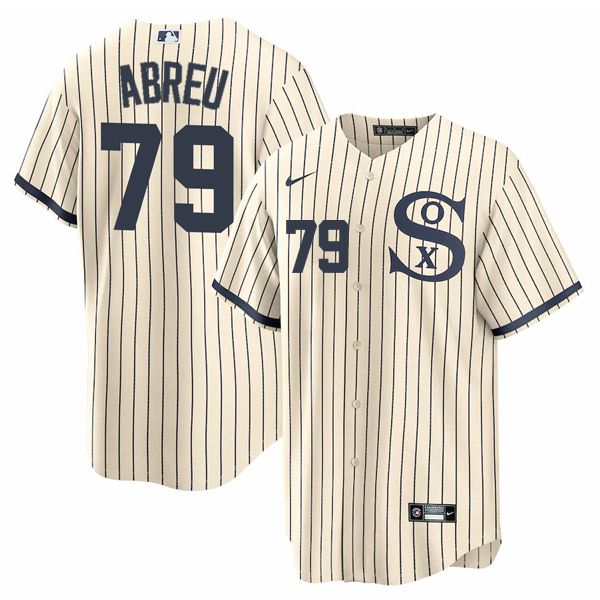 Men Chicago White Sox 79 Abreu Cream stripe Dream version Game Nike 2021 MLB Jersey